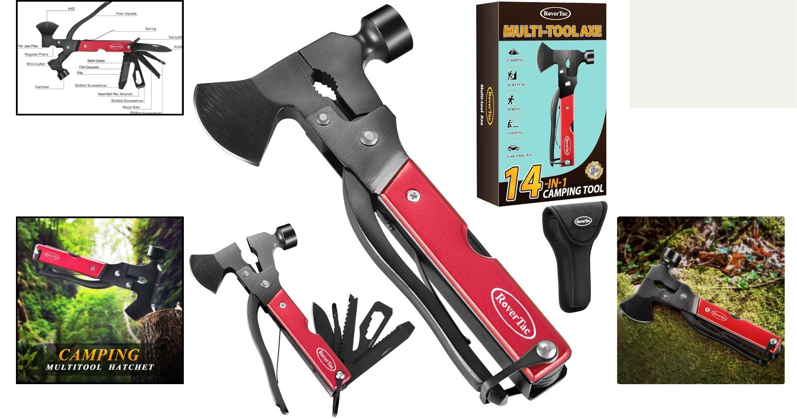Ultimate 14-in-1 Multitool Axe with Sheath – Perfect Outdoor Gift for Men