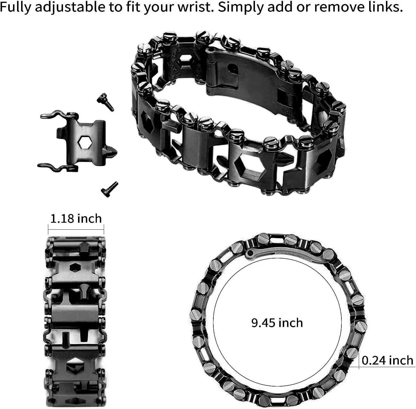 Stainless Steel 29-in-1 Tool Bracelet – Ideal for Sailing and Hiking Adventures