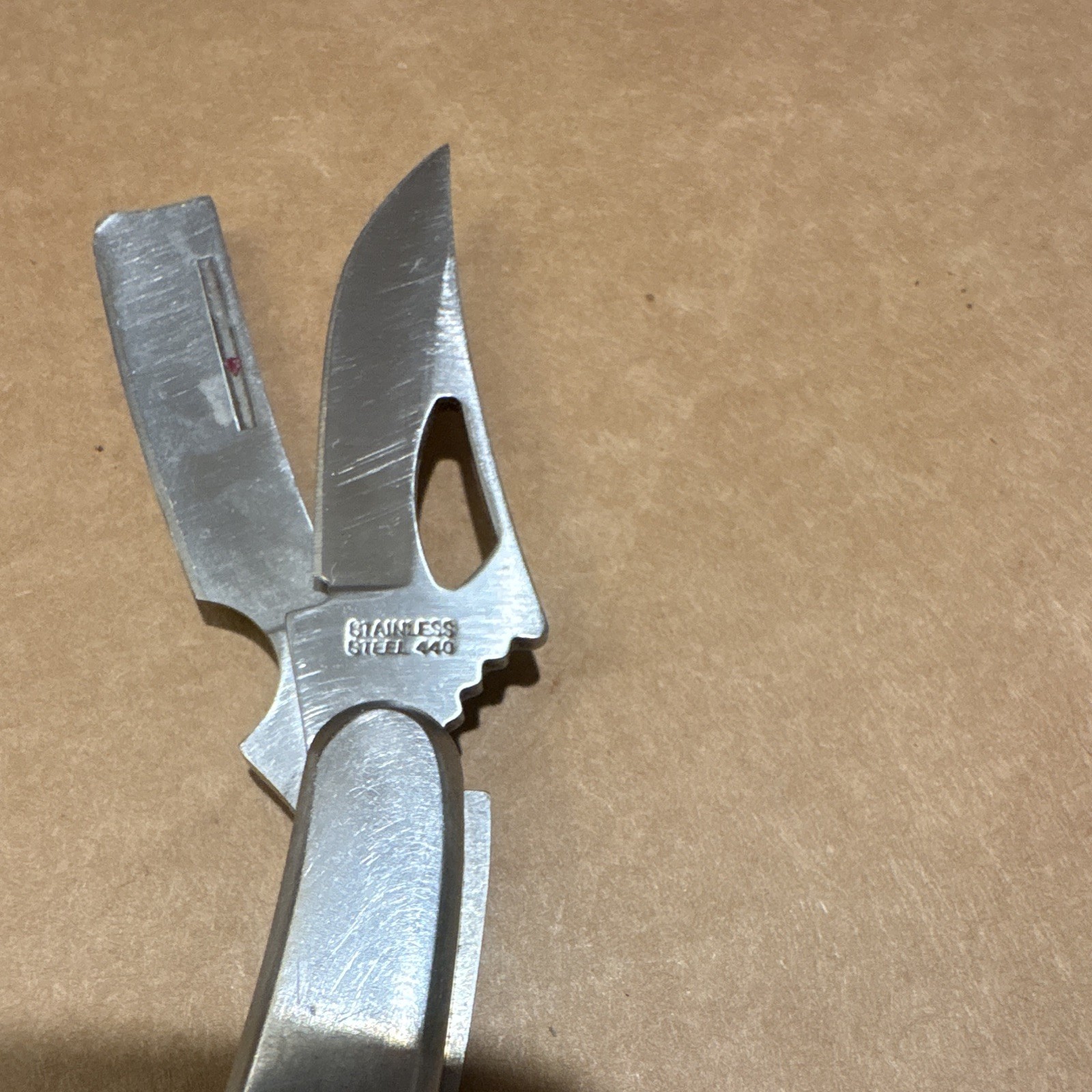 Stainless Steel 440 Folding Multi-Tool 7-in-1 Straight Edge Knife Silver