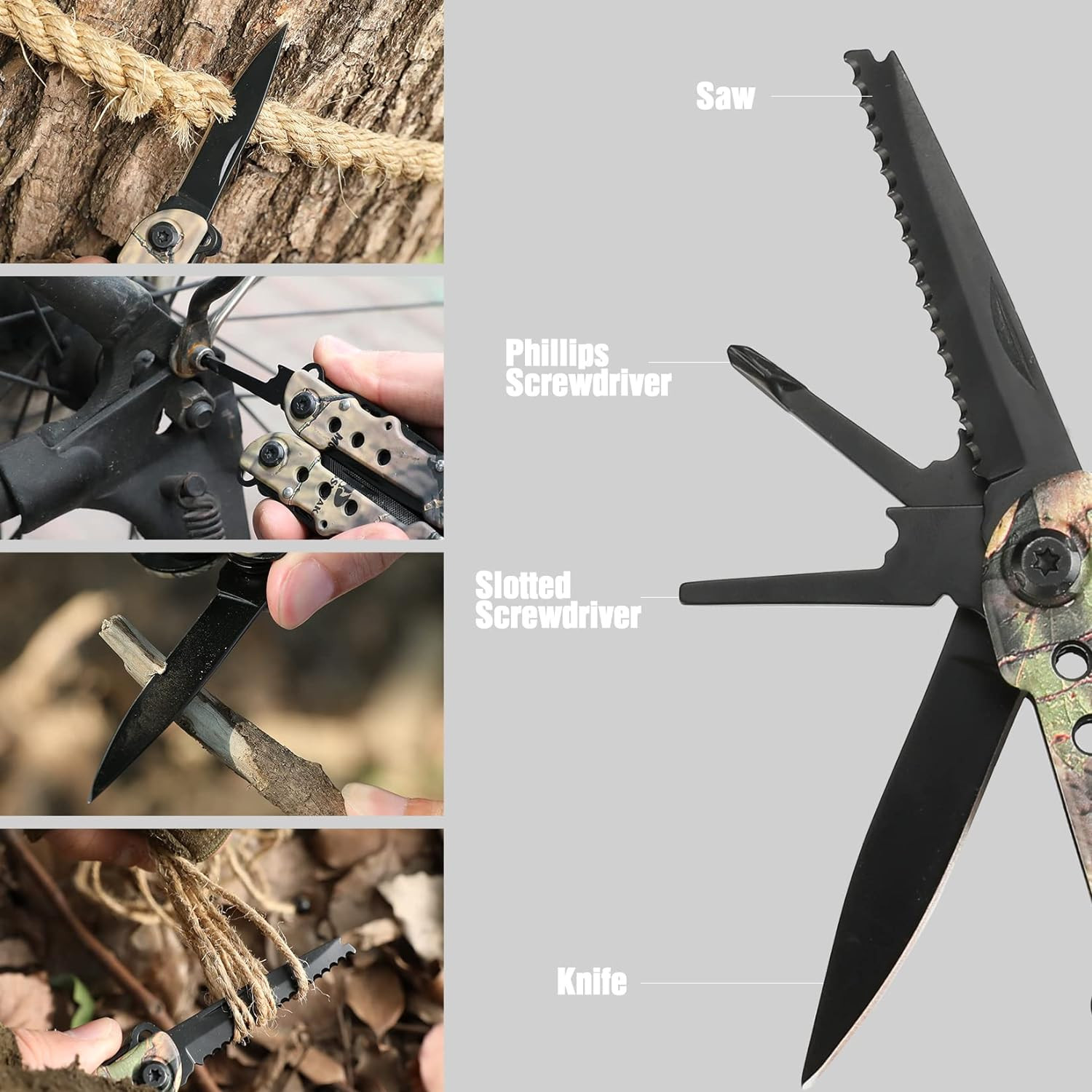Multitool, 13-In-1 Folding Multi Tool Plier with Nylon Sheath, Stainless Steel C