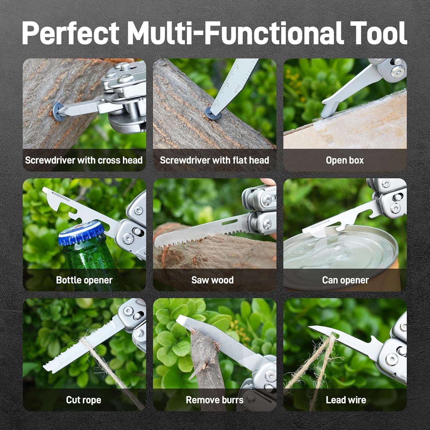 Teslong 18-in-1 EDC Multitool Pliers with Scissors, Stainless Steel Pocket Knife