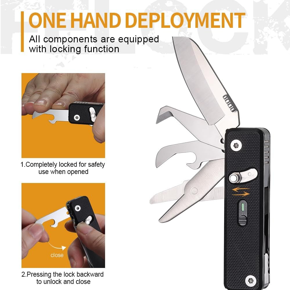 ROXON S504G Mini Flex Companion-7 in 1 Multitool EDC Pocket Knife with G10 Handl