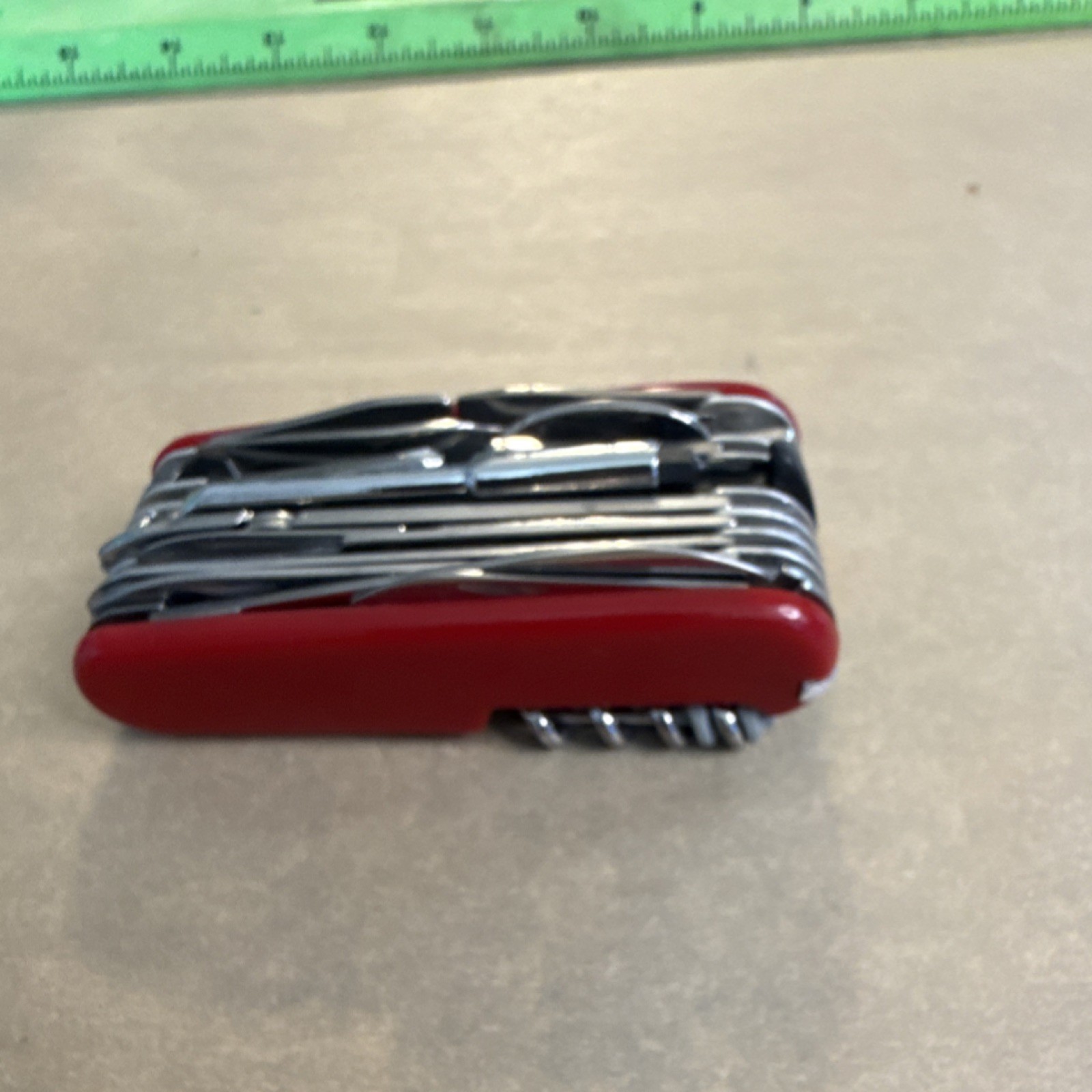 Red Stainless Steel Multi-Tool Knife 15+ Functions Ergonomic Handle Corkscrew