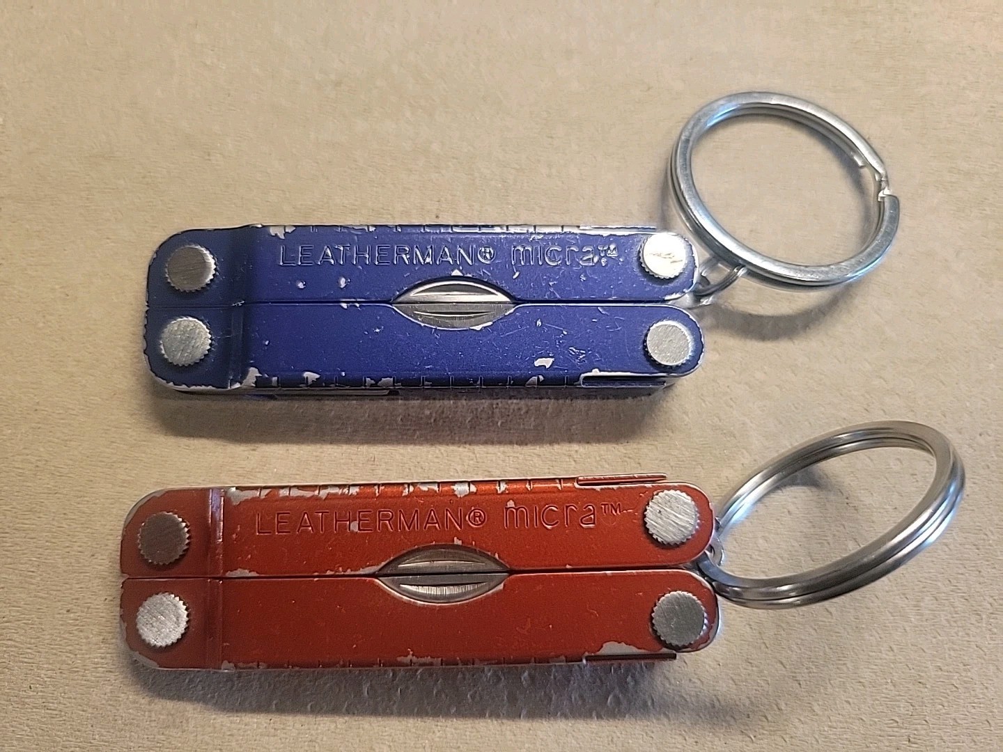 2 Leatherman Micra Multi Tool Blue Red Good Condition All Working Tools Lot C