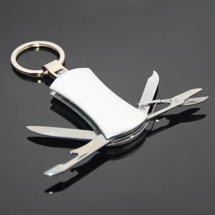 Aluminum 5-in-1 Pocket Knife Multitool Keychain – Scissors, File, Screwdriver
