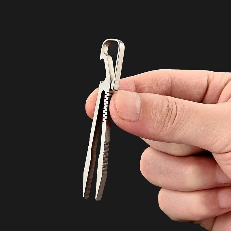 Hot Mini Lightweight Titanium Alloy Keychain Tweezers Portable EDC Outdoor Tool