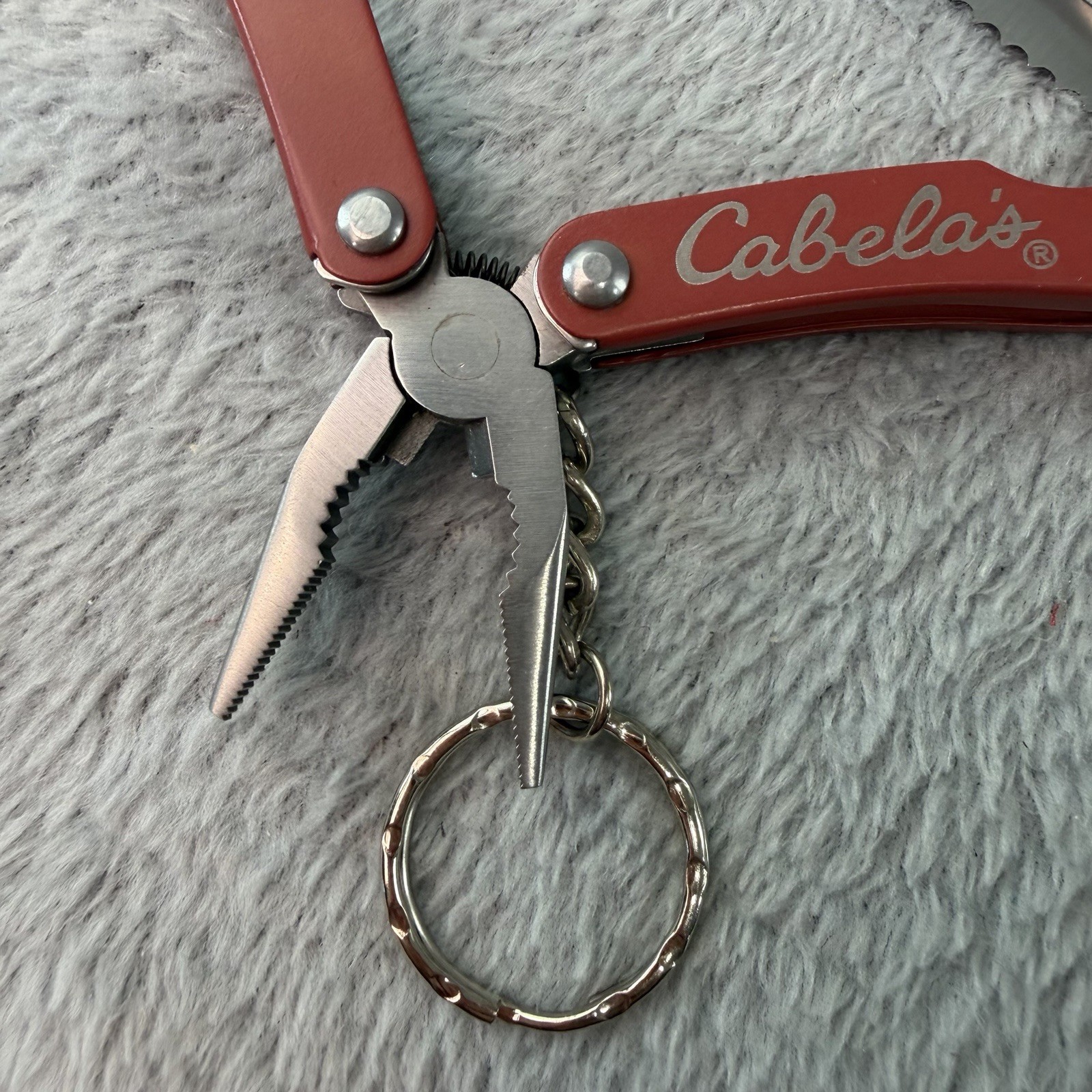 Cabelas Mini Keychain 7 in 1 Multi-Tool with LED Light & Nylon Belt Sheath