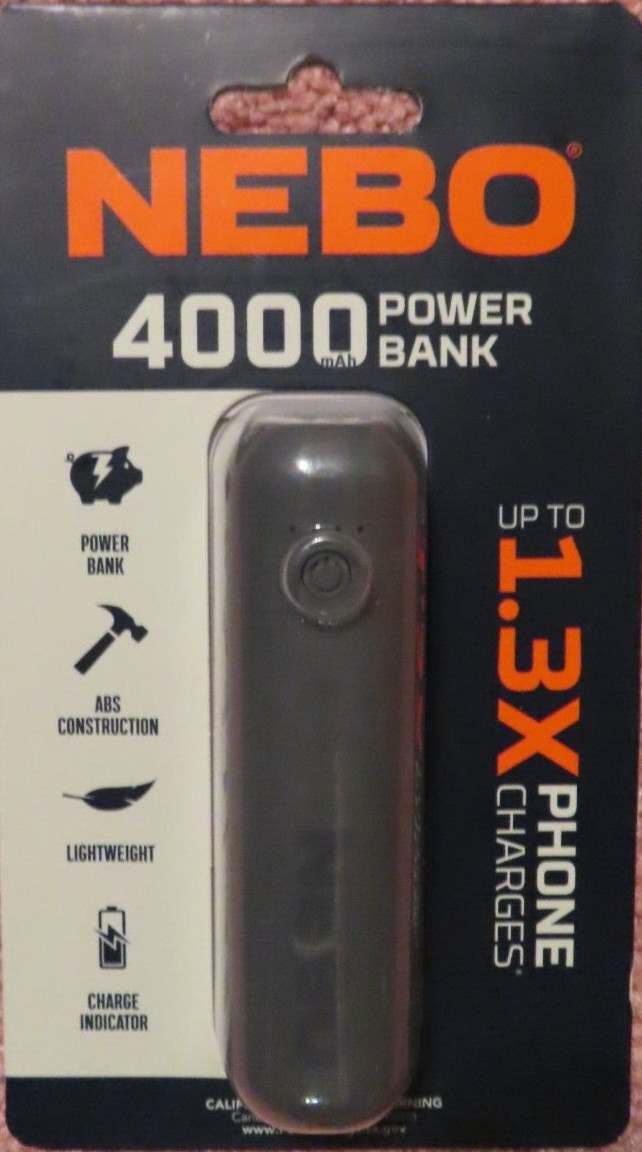 Nebo 4000 mah Power Bank Up to 1.3 phone charges #NEB-PWR-0001 NEW