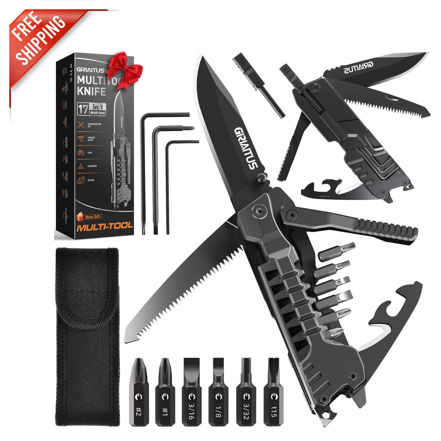 17-in-1 Multitool Knife: Essential Camping Survival Gear for Outdoor Adventurers