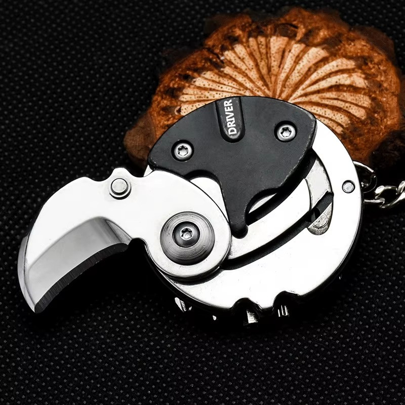 Multifunctional EDC Keychain Screwdriver Hexagon Coin Outdoor Pocket Tool