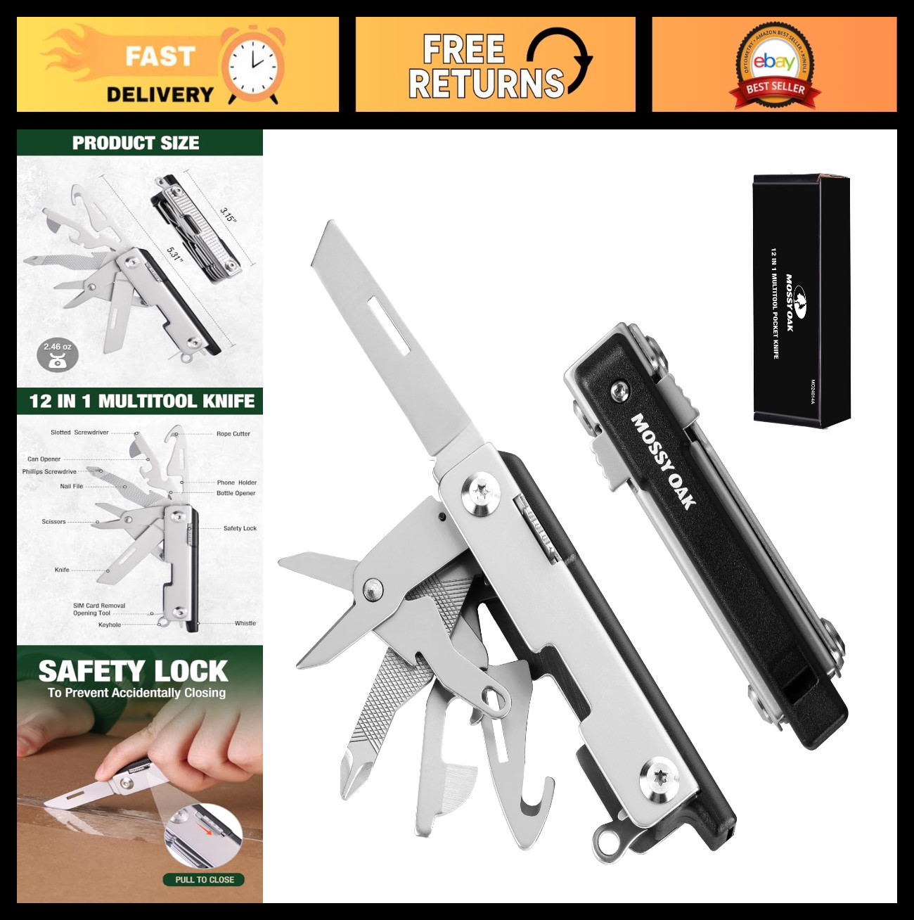12-in-1 EDC Keychain Multitool – Pocket Knife, Scissors, Screwdrivers & More for