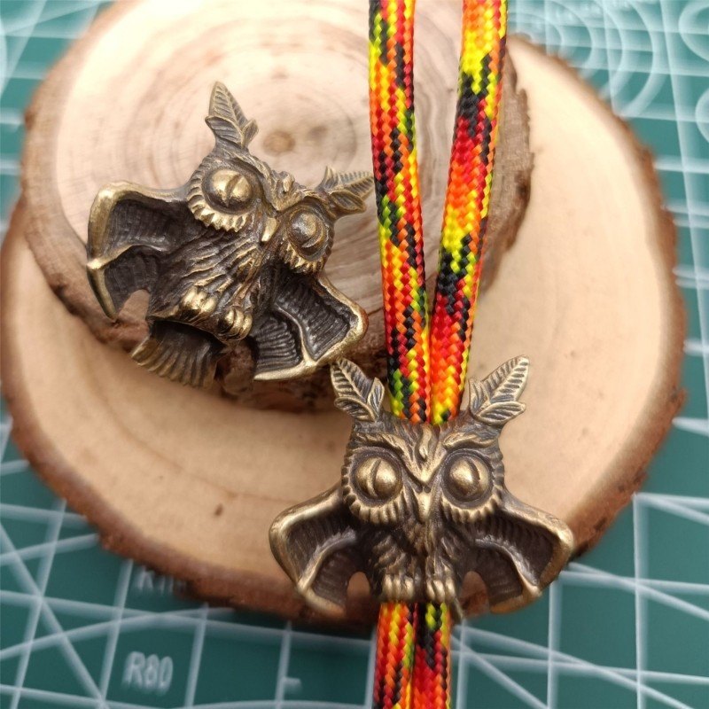 Light Weight Owl Shape Lanyard Beads Fashion Brass Parachute Cord Beads Enduring