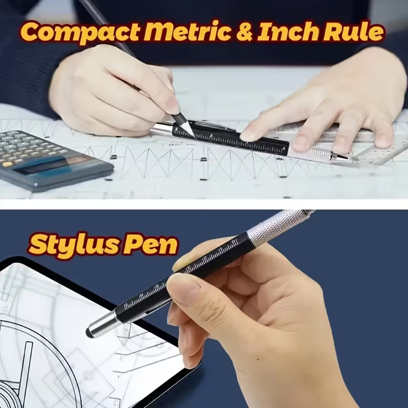 12 pcs – 6 in 1 Multitool Tool Pen, 12 Ink Refill, 6 colors. U.S. Seller.