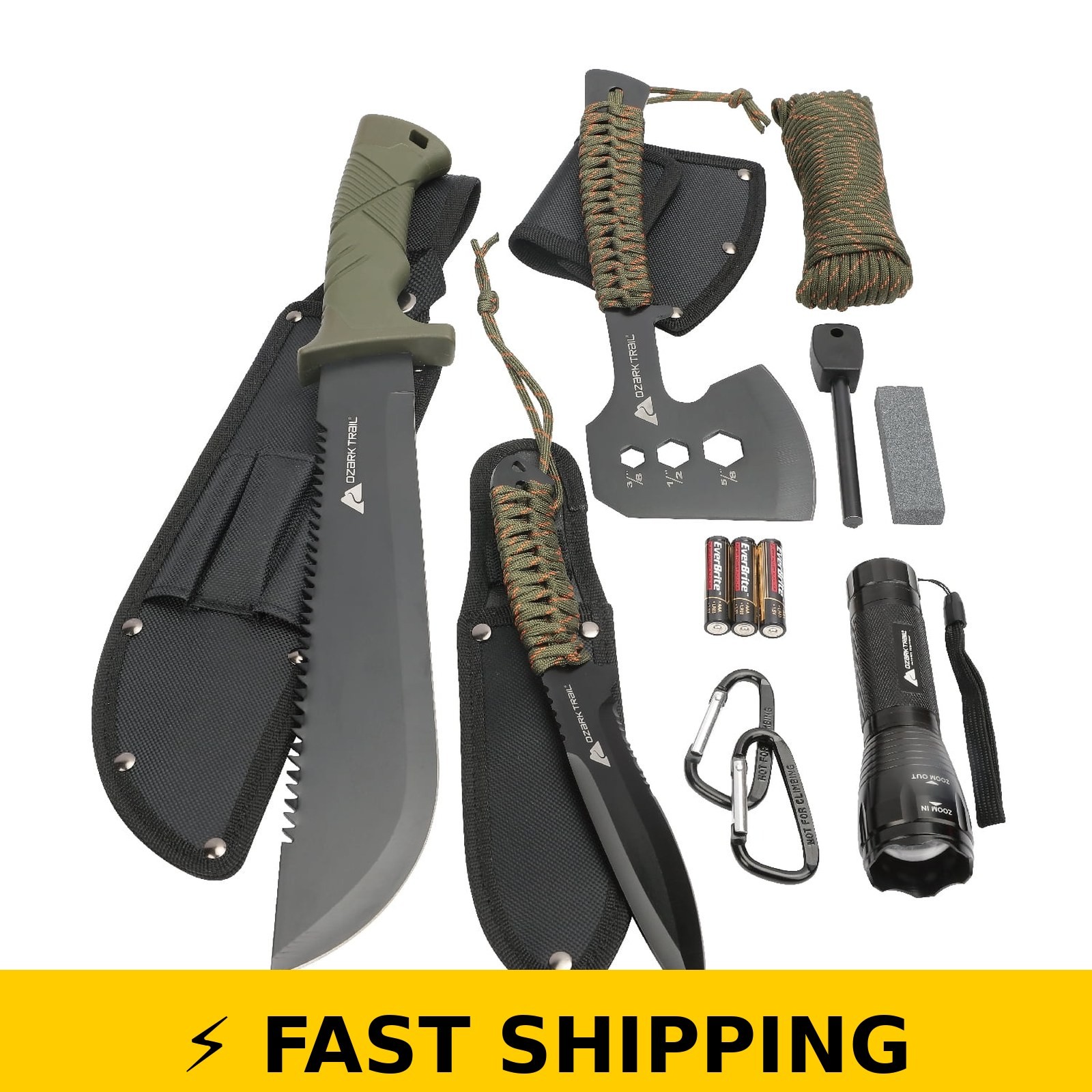 Ozark Trail 12-Pack Camping Tool Set with 180-Lumen Flashlight
