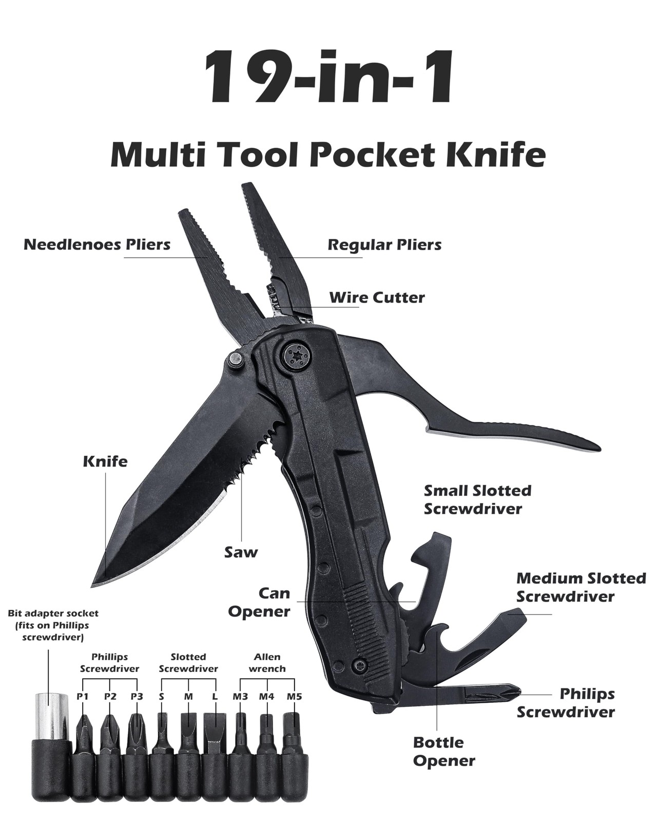 Multi-Tool 19-in-1 Essential Survival Tools and Multitools Plier- Gift for Me…