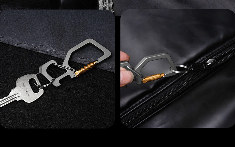 EDC Titanium Keychain Multi Tools Bottle Opener Crowbar Double Hanging Buckle