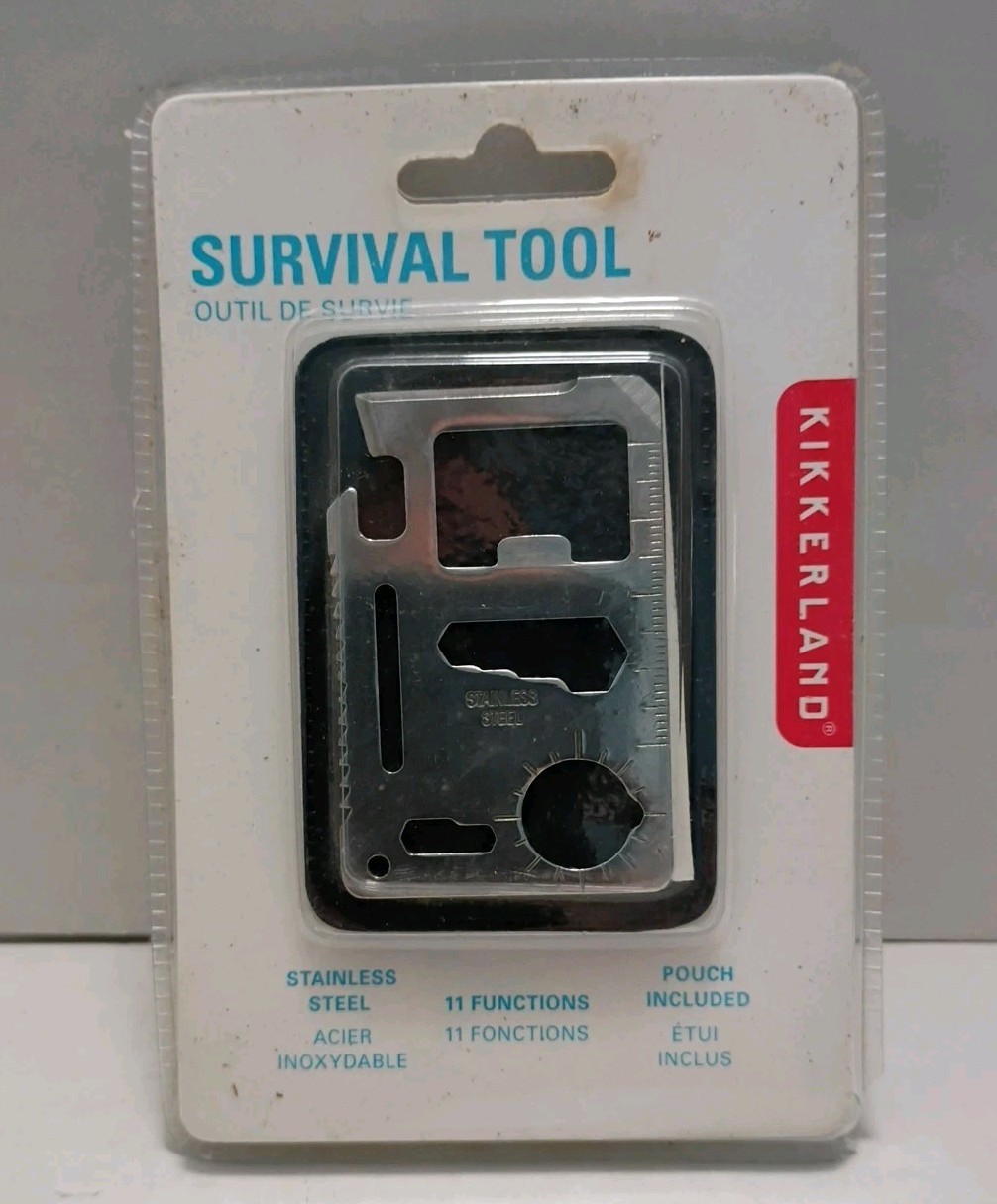 Kikkerland Classic Stainless Steel Survival Tool Pocket 11 functions W/Pouch