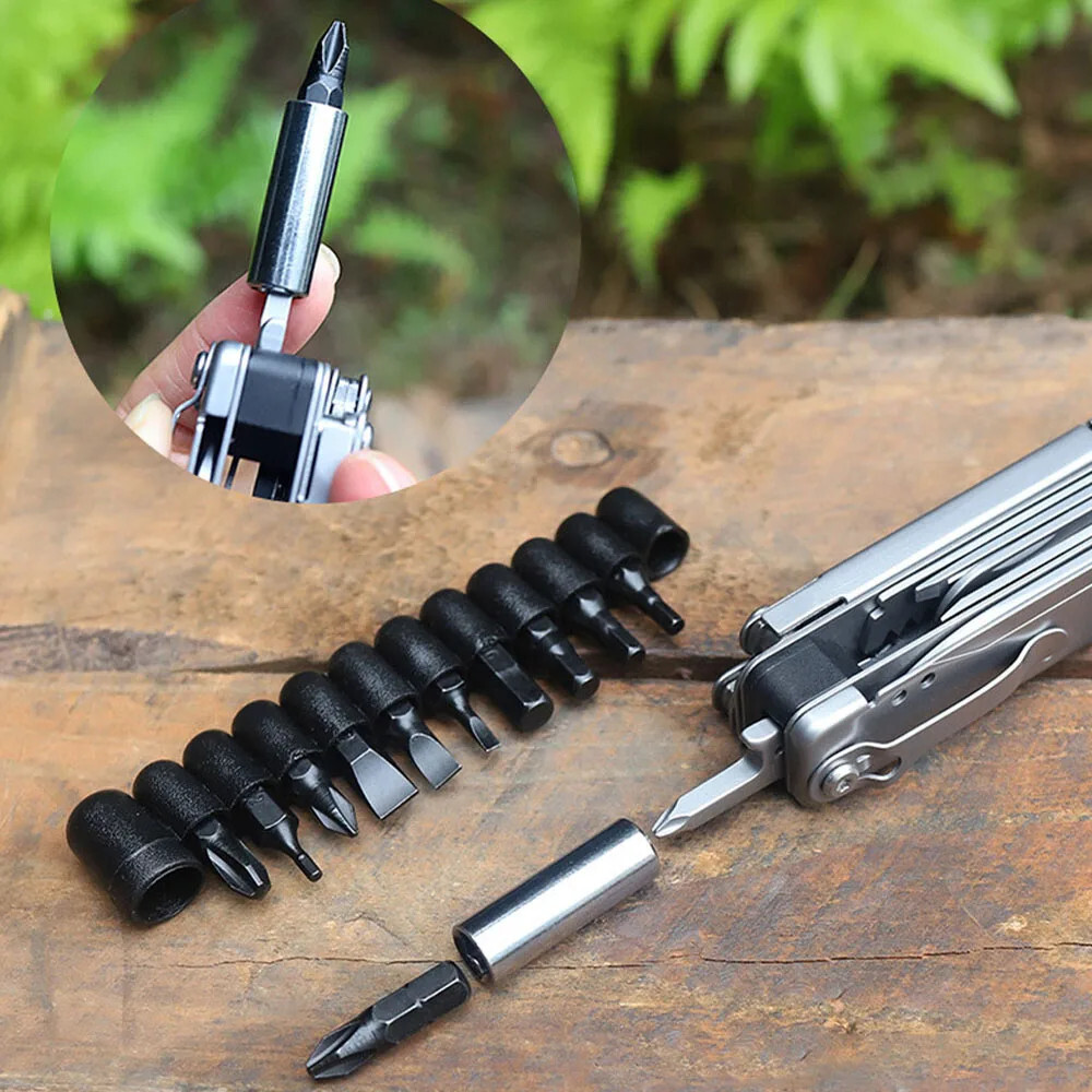 Compact Flat 15-in-1 Multi Tool Detachable Scissors Shears Knife Clip Outdoor