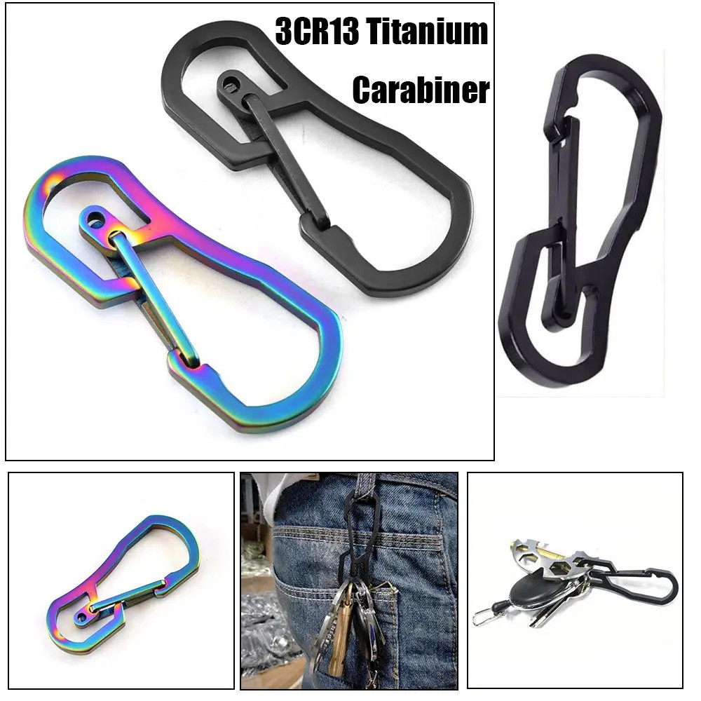 1pc Titanium Plating Carabiner Camping Clip Outdoor Tool Key Ring Clip Keychain