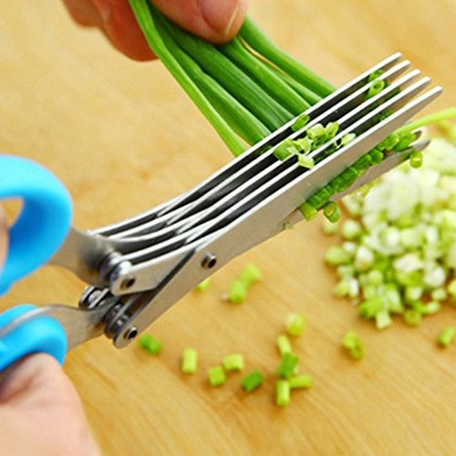 5-Layer Herb Scissors Stainless Steel Shredded Cut Kitchen Scissors Spices