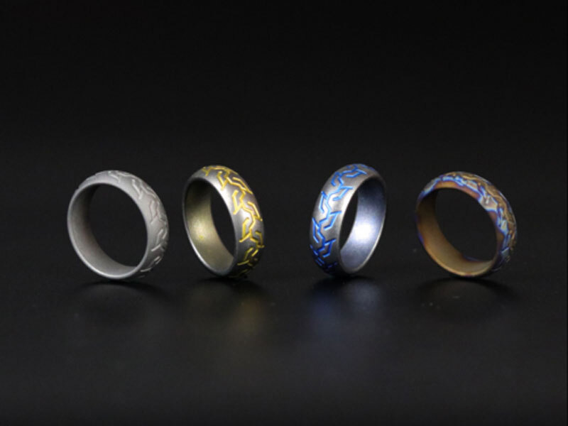 TC4 Titanium Alloy Tire pattern Finger Ring Necklace Pendant bead Decorative EDC