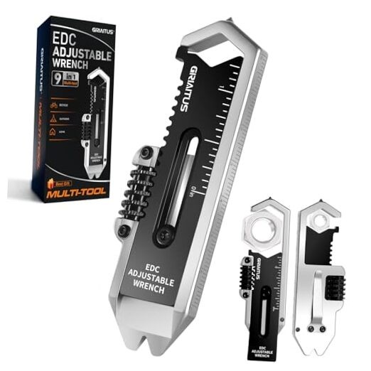 Small Multitool Wrench 9 in 1 Pocket Adjustable Wrench for Screw with Mini Pry