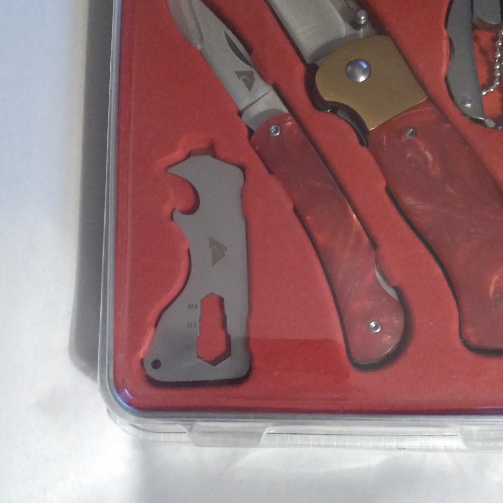 OZARK TRAIL 5 Pc COMBO SET 2 Knives Multi Tool Money Clip Pliers Metal Tin NEW