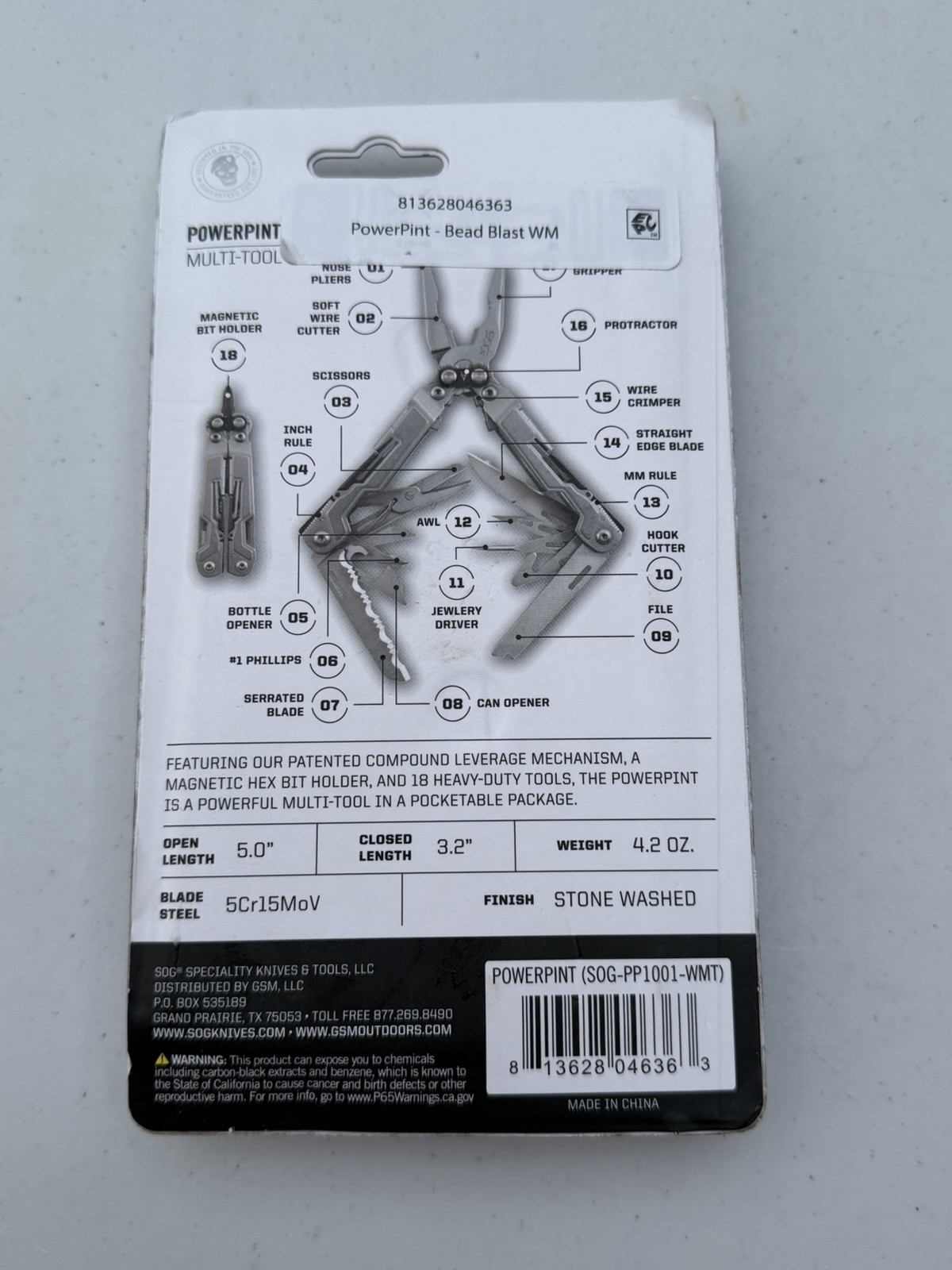 SOG POWERPINT 18 IN 1 MULTI-TOOL Mini Multitool PP1001-WMT