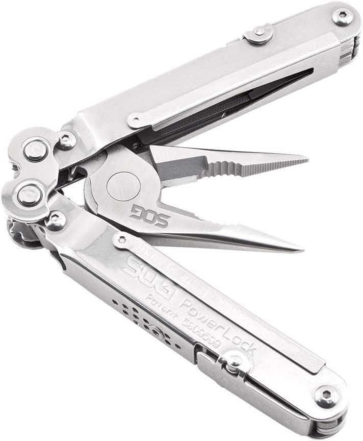 Multifunctional Heavy Duty 18-Tool Powerlock Pliers with Scissors & Satin Sheath