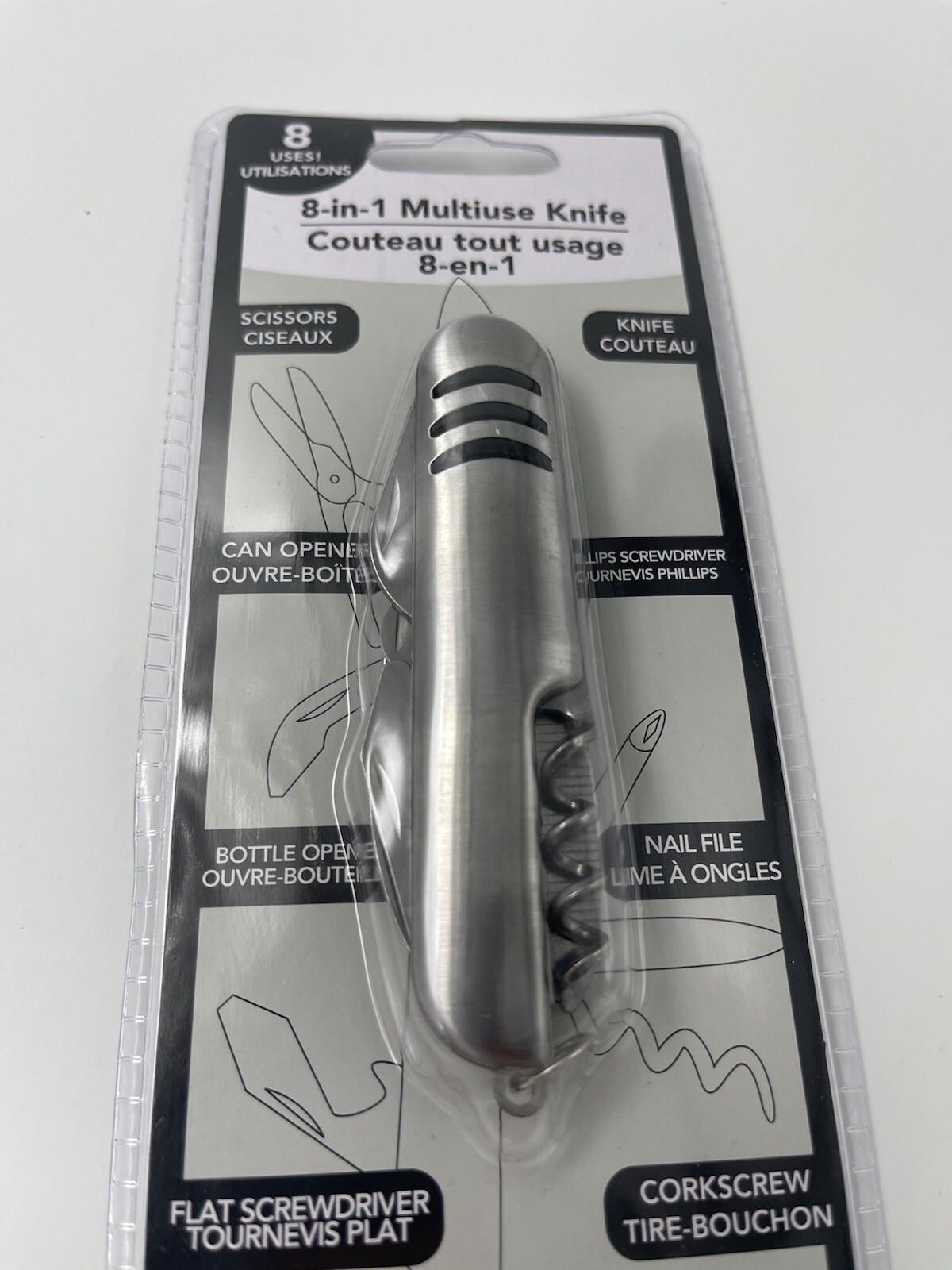 8-In-1 Multi Use Knife Tool Boy Scouts Pocket Hiking Camping Sports Fishing