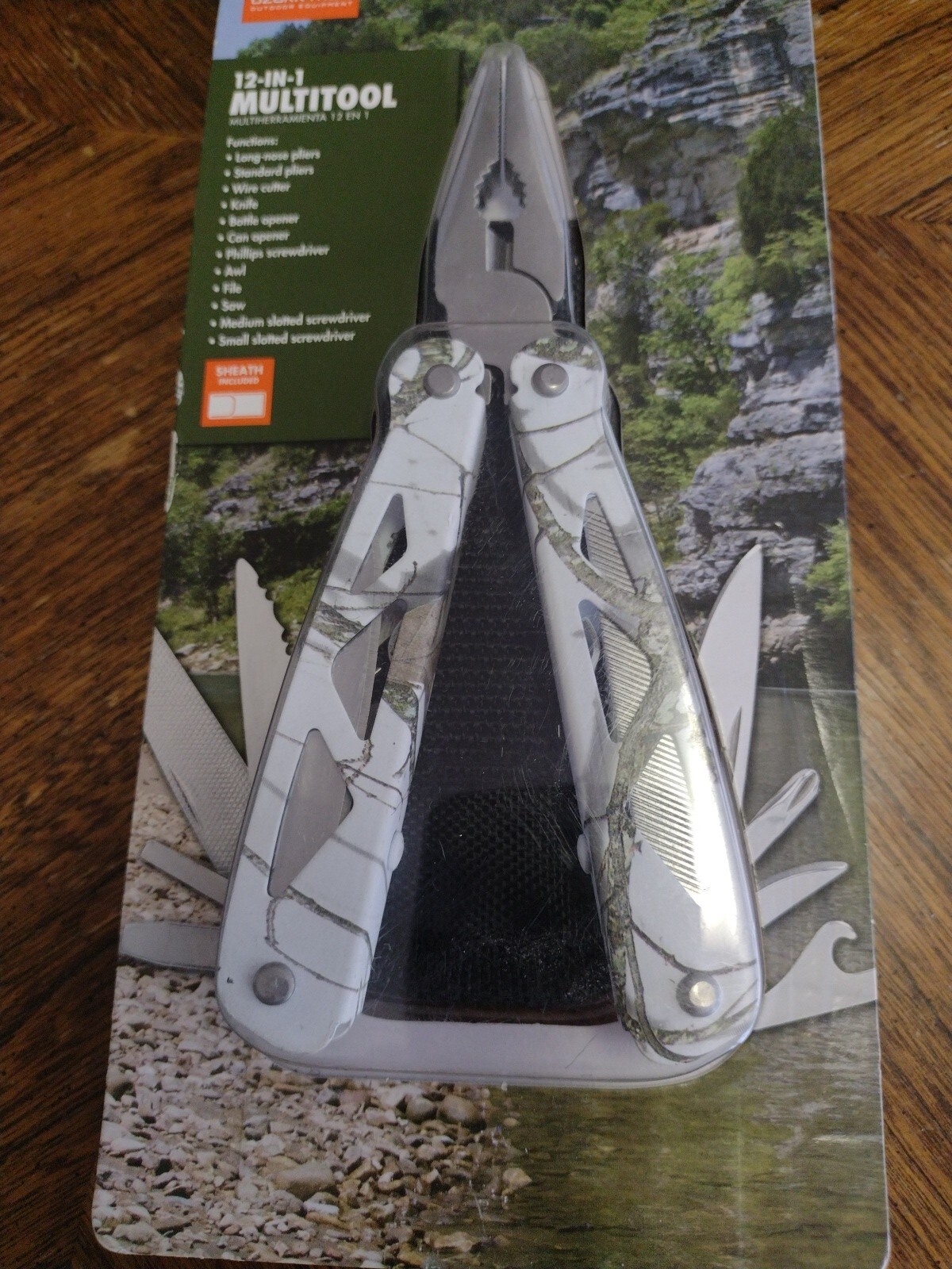NEW Ozark Trail 12-In-1 Multi-Tool Knife Saw & Sheath MOSSY OAK WINTER Camo