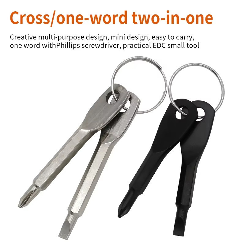 2pcs Key Ring Screwdriver EDC Tool Set Outdoor Pocket Mini Tool with Keychain