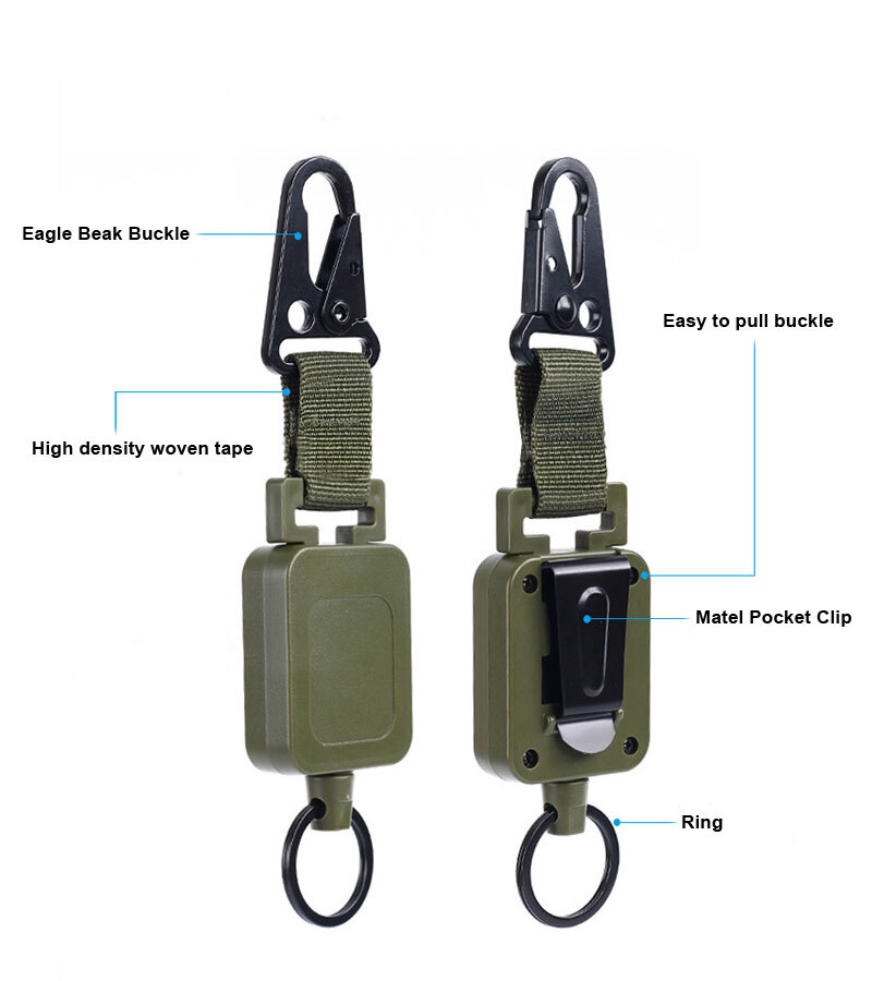 2PCS EDC Outdoor Telescopic Keychain Ring Buckle Anti-theft Backpack Carabiners