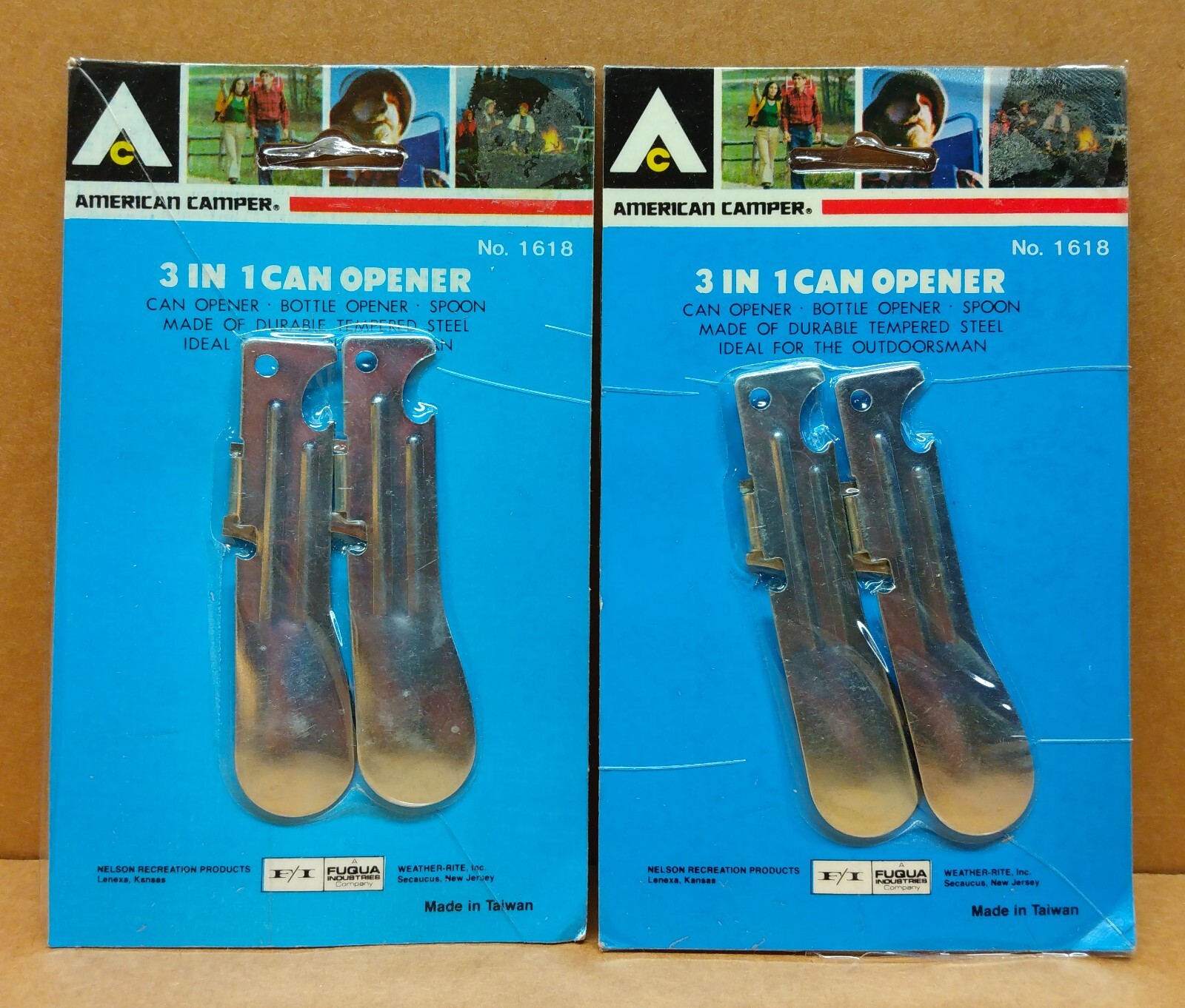 American Camper 3 in 1 Can Bottle Opener & Spoon New-Sealed (2) 2-Packs No. 1618