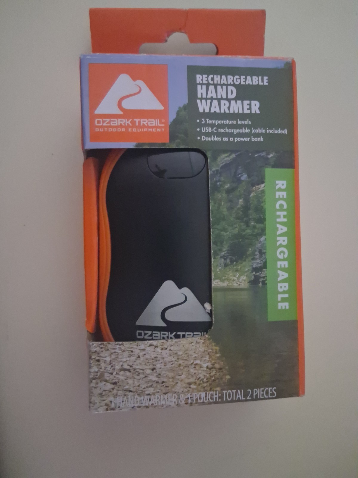 Ozark Trail 5200mAh Orange Rechargeable Portable 3 Temp Hand Warmer for Camping