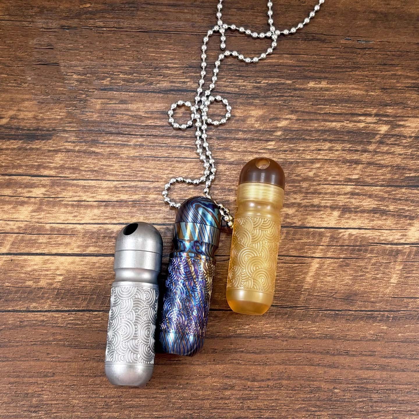 TC4 PEI Perfume Bottle Perfume Waterproof Medicine Pill Box Necklace Pendan