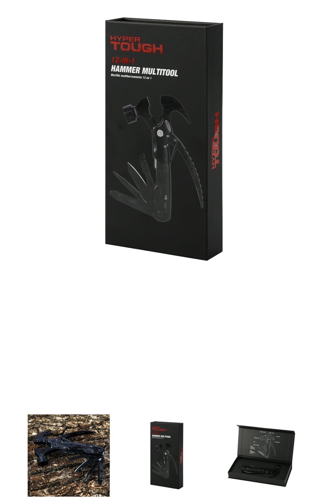 Hyper Tough 12-in-1 Hammer Multitool, Black, Holiday Gift, Model 42865