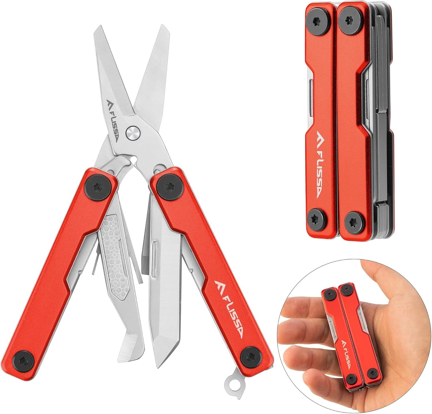 Multitool Scissors, 11-in-1 Multi Tool Pocket Knife, Stainless Steel Mini Mul…