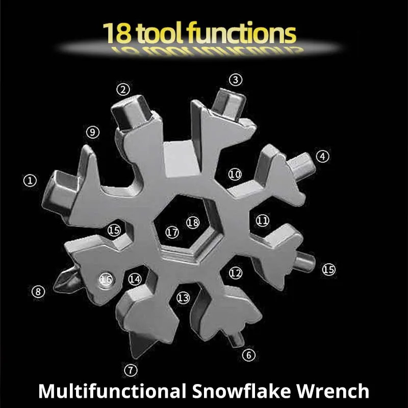 18 in 1 Snowflake Multi Tool Stainless Steel Hex Wrench Pocket Repair Tool