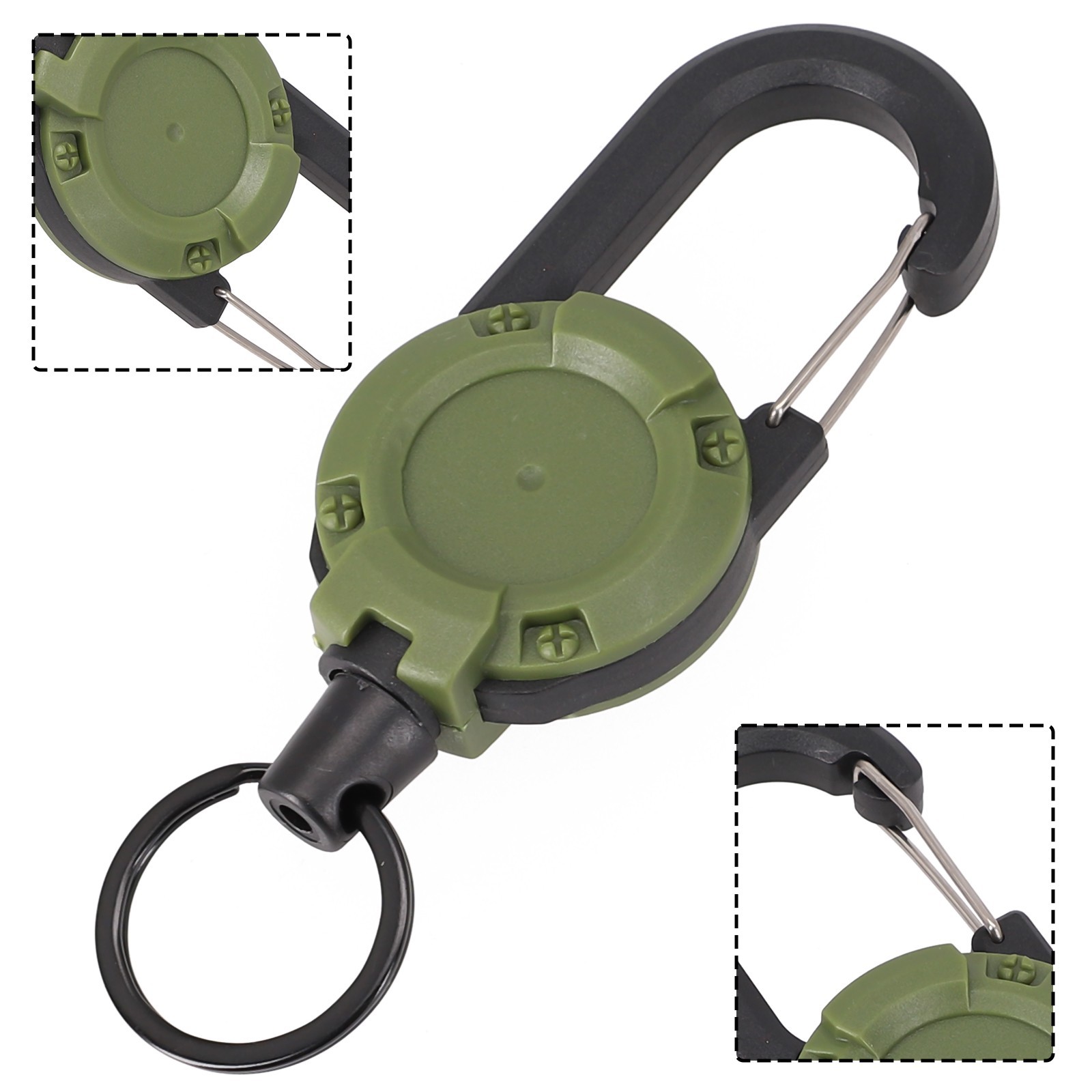 Keychain with Retractable Steel Cord and Multitool Carabiner Attachment