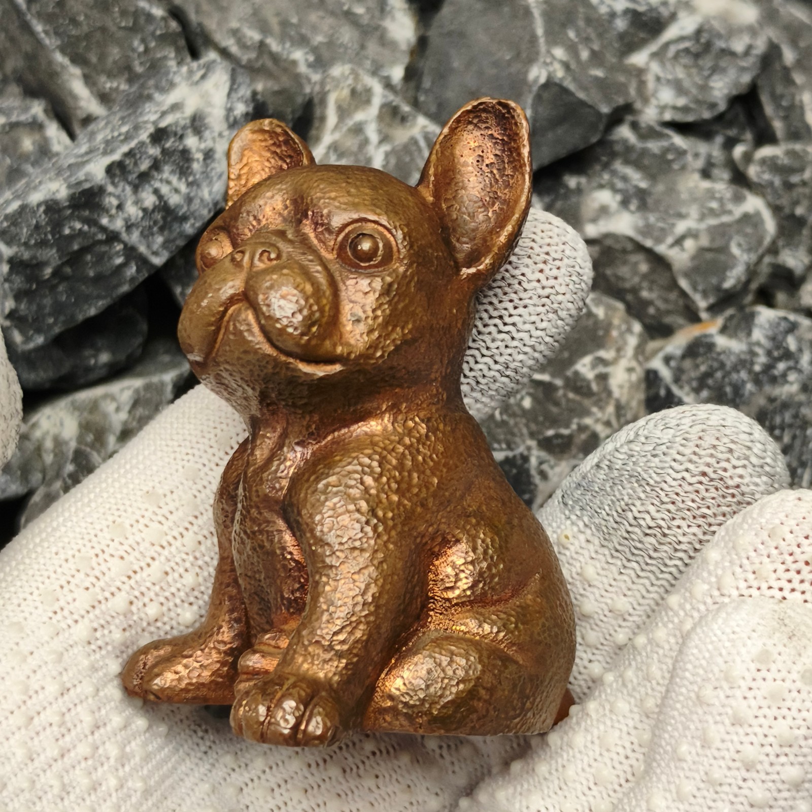 Pure copper sculpture French bulldog ornament Artwork animal statue canine dog