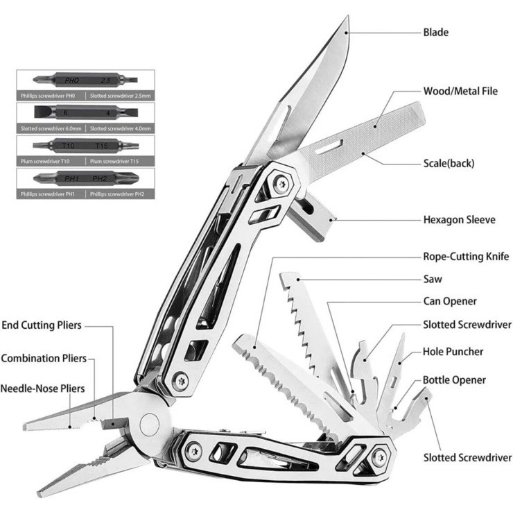 Wetols Multifunctional Pliers Multi Tool 21-in-1 WE-182 With Case