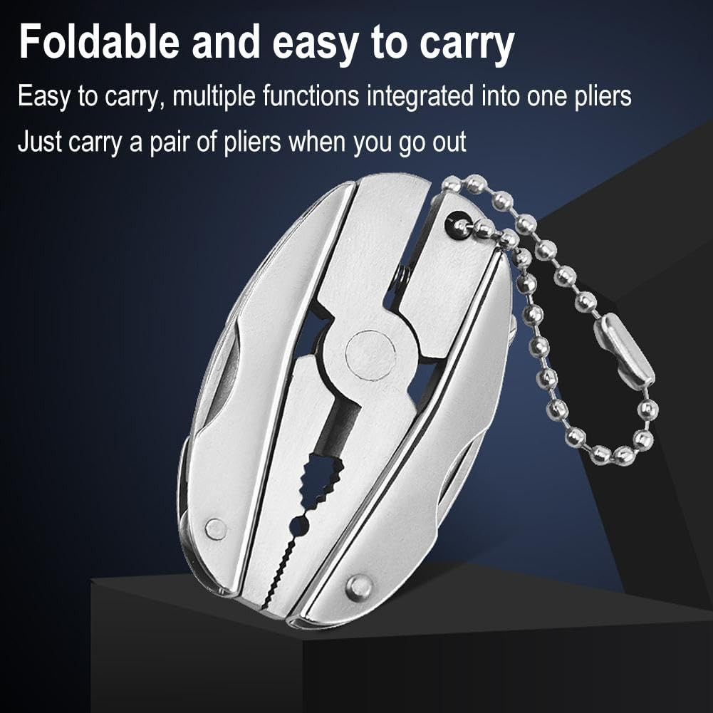 Portable Multi-Tool Pliers Combo Knife Bit ScrewDriver Keychain -Stainless Steel
