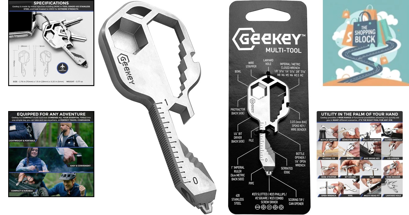Stainless Steel Keychain Multitool with 16+ Functions, TSA Approved