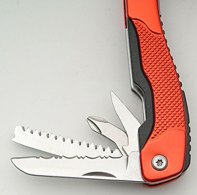 Multitool | Red 13-Tool Folding Pocket Knife 4in Closed + Black Belt Sheath