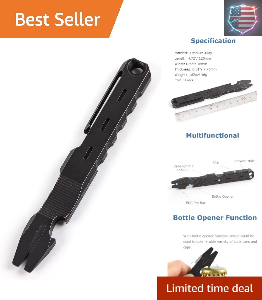 Titanium EDC Pry Bar with Nail Puller Bottle Opener Function with Pocket Clip…