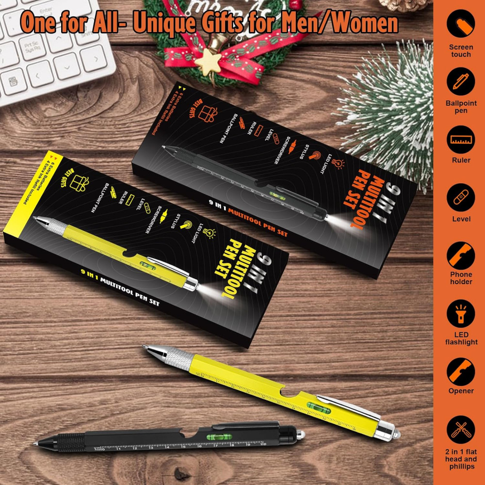 9 in 1 Multifunction Ballpoint Pen with Modern Handheld Tool Measure Technical