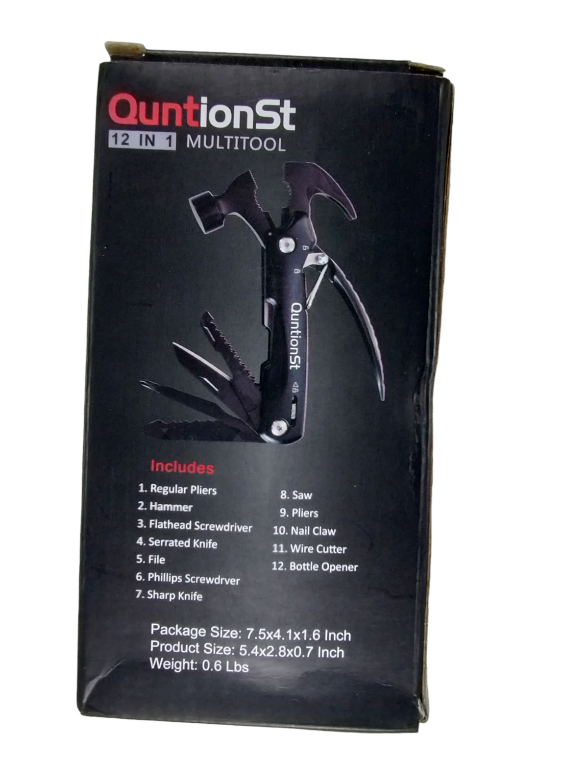 QuntionSt 12 in 1 Black Multi Tool Hammer Saw Blade Screwdriver Pliers New