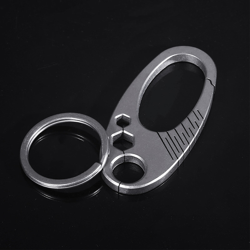 EDC Titanium Alloy Keychain Carabiner Waist Fast Hanging Buckle with Key Ring