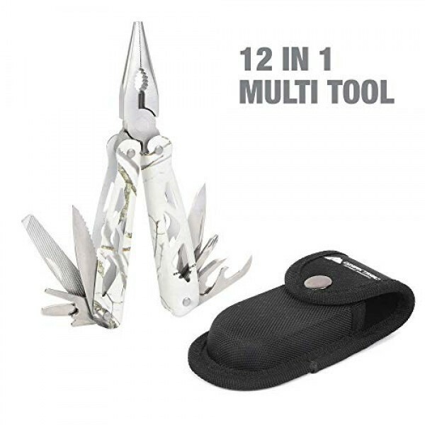Ozark Trail 12 in 1 Multitool with Sheath Mossy Oak Winter White Camouflage NEW